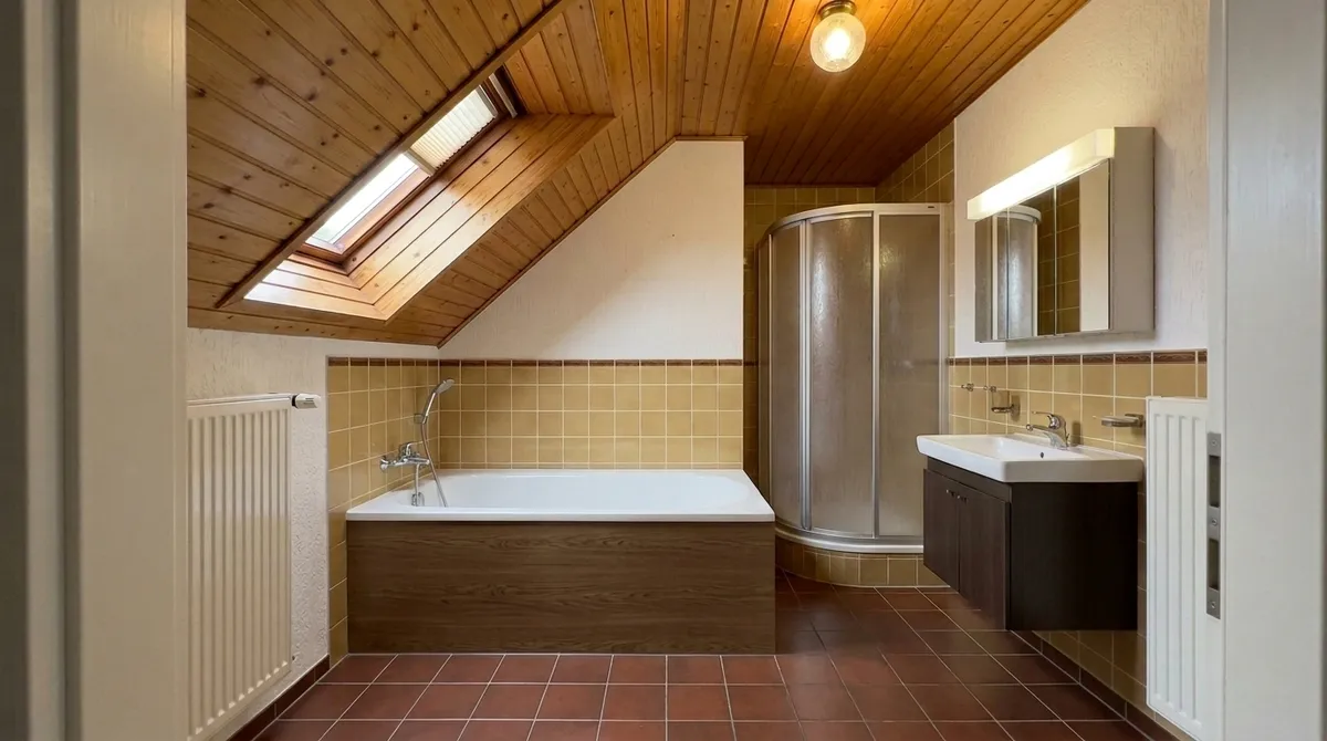 Dachbad mit Wanne & Dusche: Bad vor der Sanierung